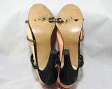 FINAL SALE Size 6 1/2 Saturday Night Fever Disco Shoes - Black Satin & Rhinestones - Sexy 1970s 6.5 Heels - 70s Shoe - Poor Condition