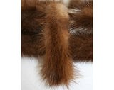 Mink Fur Hat - 1950s 1960s Furry Brown Halo Style Winter Headwear Millinery - Open Top - Genuine Fur - Mint Condition - 50s 60s - 41310