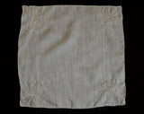 Embroidered 40s Handkerchief - Sheer Fine White Cotton with Bride's Basket Embroidery - Pretty 1940s 50s Hope Chest Linen - 12 Inches Square