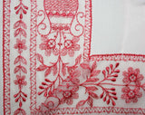 Medium 1960s Summer Robe - Size 10 Pink Tricot Lingerie - Sweet Red Embroidery - Short Half Sleeve - 60s NWT Deadstock - Bust 36.5 - 41560
