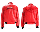 Men's Medium Racing Jacket - Race Car Red 1970s 80s Windbreaker with Coors Beer Racing Team Logo - Style Auto Label - Chest 48 - 50039