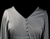 XL 1970s Goddess Dress - Size 16 Dusky Blue Jersey Knit Disco Era Cocktail - 70s Designer Label - Sexy Long Sleeve - NWT Deadstock - Bust 42
