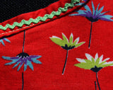 2T Girls Twirly Dress - Red Daisies Toddler Baby Outfit - 50s 60s Sleeveless Cotton Dress - Lime Blue Purple - Rick-Rack Trim - Chest 25