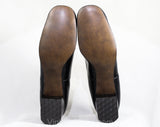 Size 9 Black Shoes - 1960s Authentic Vintage 9AA Pumps - Fine Leather Shoe with Brass Bits by Fashion Craft - Secretary Chic 60s Deadstock
