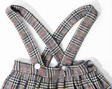 Girl's Size 5 Plaid Skirt with Shoulder Straps - Slim 5T - 1950s Schoolgirl Wool Pleated Suspender Skirt - Black Red Houndstooth - Waist 20