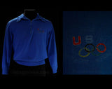 Men's XS 1980s Levi's Sweater - Long Sleeve 1980 USA Olympics Mens Blue Sweatshirt - Retro Levis Denim Label - Small Athletic Top - Chest 37