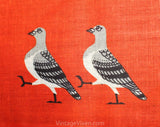 London 60s Linen Towel - 1960s Novelty Print Royal Guard - Orange Navy Blue Black - Pigeons - British England Souvenir Textile - Irish Linen