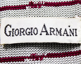 1980s Giorgio Armani Men's Tie - Square End Knit Striped Necktie - Retro Mens Designer - Gray Maroon Red Olive Green Tan Brown 80s Silk