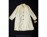 Girl's Size 12 Coat - Khaki Beige 1960s Canvas Child's Overcoat with Zip-Out Furry Lining - Fall Spring 60s Deadstock with Original Tags