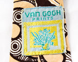 1940s Men's Tie - Van Gogh Print - 30s 40s Art Scene Necktie - Brown & Beige Silk Print - Autumn Circles Swirls - As Is Best for Costume