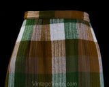 Size 10 Wool Plaid Skirt - 1950s 60s Tan Brown & Sage Green Checked Fall Autumn Secretary Style - 50's Girl Friday Office Wear - Waist 29