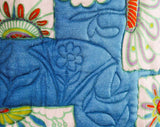 Size 6 Asian Jacket - Turquoise Orange Green Quilted Blazer - Oriental Polynesian with Chartreuse Lining - Dynasty Label - Bust 33.5 - 48655