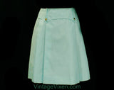 60s Girls Mini Skirt - Size 8 1960s Sky Blue Aqua Short Skirt - Mod Cute Casual Child's Scooter Style - Girl's British Invasion - Waist 23