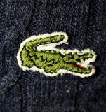 Vintage Izod Lacoste Men's Charcoal Sweater - Size Large Mens Dark Gray V Neck Pullover - Preppy 1960s Alligator Crocodile Logo - 38264-1