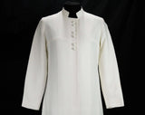 Size 6 Ivory Coat - 1960s White Mod Small Maxi Jacket with Standing Collar - Minimalist Evening Chic - Sears Junior Bazaar - Bust 34.5