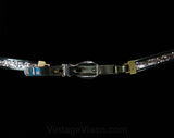 1950s Glitter Belt - Size 8 to 10 - Medium - 50s Silver & Gold Modernist Mid Century - Skinny Width - Solid Metal Buckle - Waist 27 to 28.5