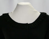 Size 4 Black Dress - Hollywood Label 1960s Tailored Crepe Dress - 2 Piece - Cannady Creations - Petal Neckline - Waist 25 - NOS - 41273