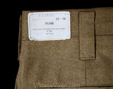 Men's Small 60s Pants - Mod Late 1960s Khaki Brown Tailored Pant - Boot Cut Flare Trouser - Handsome Deadstock - Waist 30 - Inseam 36