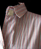 Size 10 Trendy Cotton Top - 1990s 'Trendi' Striped Oxford Shirt - Unique Closures - Retro 90s Ladies with Mens Tailoring - Bust 38 - 36933
