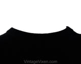 Size 12 Cashmere Sweater - 50s 60s Short Sleeved Black Luxury Knit Pullover - Mid Century Preppie - 1950s Audrey Style Deadstock - Bust 38.5