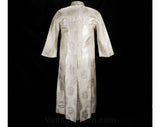 Size 14 Brocade Coat - White and Metallic Silver 1960s Coat - 60s Audrey Chic Formal Ankle Length Evening Jacket - Double Breasted - Bust 46