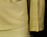 Size 10 Taupe Suit - 1950s Golden Yellow Faux Silk Tailored Jacket and Skirt by Peck & Peck - Late 50s Early 60s with Pockets - Waist 30