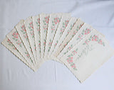 50s Hostess Set - Set of 12 Matching Paper Napkins, Place Mats, Square Napkins, Coasters - Paper Luncheon Linens - 1950s Femme Pink Roses