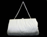 Metallic Silver Lamé Evening Purse - Formal Handbag - 1960s Bag with Chain Strap Handle - Mid Century Cocktail Hour - 60s Chic - 41487
