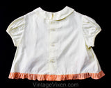 1950s Baby's Summer Dress - Chicken Novelty Gingham 50s 60s Infant's Frock - Size 18 Months Girl Yellow & Orange Dress - Picnic Check