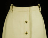 Size 6 Ivory Mini Skirt - Mod 1960s Cream Wool Knit - Posh 60s Go Go Girl - England Jaeger Label - British Invasion - Button Up - Waist 25.5