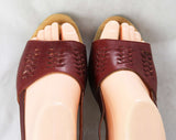 Size 7 1/2 Leather Sandals - Unworn 1980s Softspots Shoes - Soft Spots Ruddy Brown Summer Slingback Sandal - Deadstock - 7.5M - 46604-1