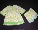 Girl's 4T 1960s Dress - Cute Toddler Girls Dress - Butterfly Novelty Print Green Cotton 60s Mod Shift & Matching Bloomer - Spring Summer