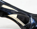 Size 10 1950s Black Stilettos - Authentic 50s Glossy Faux Patent Leather Shoes - Sexy 3 Inch High Heels - Unworn 50's Deadstock - 10B