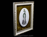Pair Framed Pictures - Victorian Ladies Fashion Illustration - 1800s Regency Dress & 1830s Walking Dress - Antique Repro Prints on Porcelain