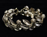 Lisner Bracelet & Earrings - 1950s - 1960s - Curving Leaves - Feathery Elegant Leaf and Woodland Nuts - Classic Gold Office Jewelry - 46048