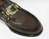 Size 4 Boys Shoes - Authentic 1960s Brown Leather Loafers - Child Size Boy's 4 D - Chunky Mod Buckle - Preppy NOS Deadstock in Box NIB