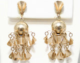 Brass Chandelier Earrings - 1950s Hollywood Regency Style - Moroccan Chic - Modernist Gypsy Bohemian - Late 40s 50s Clip On Gold Hue Metal