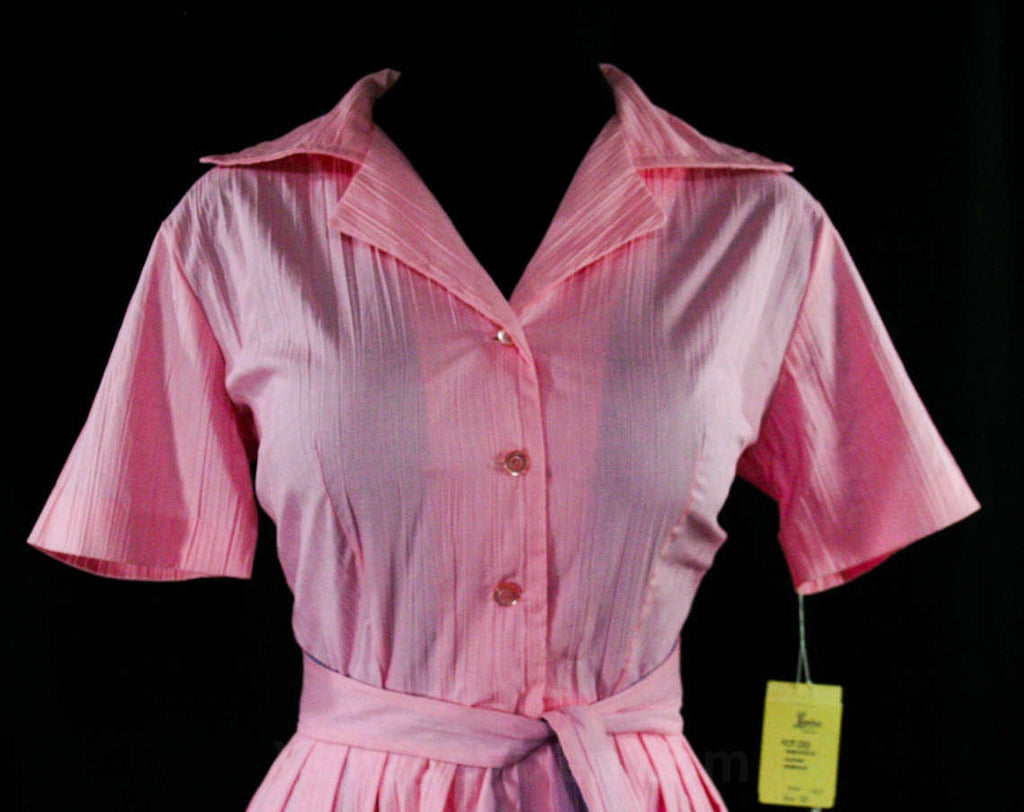 pink shirtwaist dress Wenseny A-line Dress for Women Button-down V-neck Short-sleeve Party Shirtwaist Dresses Pink M