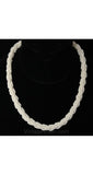 Braided Beads Necklace - 1950s Jewelry Made By Hand - White Glass Seed Beads - 50s Timeless Chic - Classic Beauty - 36459-1