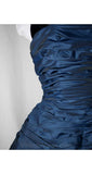 Size 6 Cocktail Dress - Blue Taffeta & Velvet Party Dress by Designer Victor Costa - Convertible Halter or Strapless - Faux 50s - Bust 35