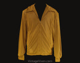 Men's Medium 60s Windbreaker - Mustard Goldenrod Yellow Brown 1960s Wind Breaker - Pick Stitched Seams - Zip Front Jacket - Chest 44