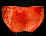 Tawny 60s Bikini Bottom - Size 10 to 12 - Authentic 1960s - Burnt Orange Panne Velvet - Big Brassy Rings - Pin Up - Hip 38 to 40 - 41600