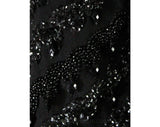 Size 10 Black Formal Dress - 60s Evening Gown with Beaded Sleeves - Beautiful Elegant 1960s Crepe with Sequins & Dangling Beads - Bust 40
