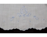 Vintage Baby's Dress - Size 6 Months - Baby Blue Cotton - Dainty Hand Sewn Heirloom Embroidery - Girl's Summer Frock with Flutter Sleeves