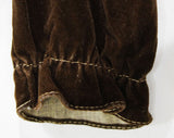 Prairie Baby's Dress - Size 9 to 12 Months - 1970s Retro Brown Velveteen Hippie Pinafore Style Frock with Faux Eyelet Cotton - Little House