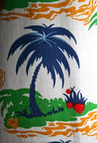 Men's Medium Aloha Shirt - 1960s Palm Island Novelty Print Cotton Mens Hawaiian Style Top - Bright Tropical Colors - 60s Summer - Chest 43