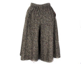 Size 4 Tweed Culotte Skirt - 1960s Early 70s Gray Wool Tweed Skort - Terrific Texture & Color - Orchid Purple Spinach Green Black - Waist 25