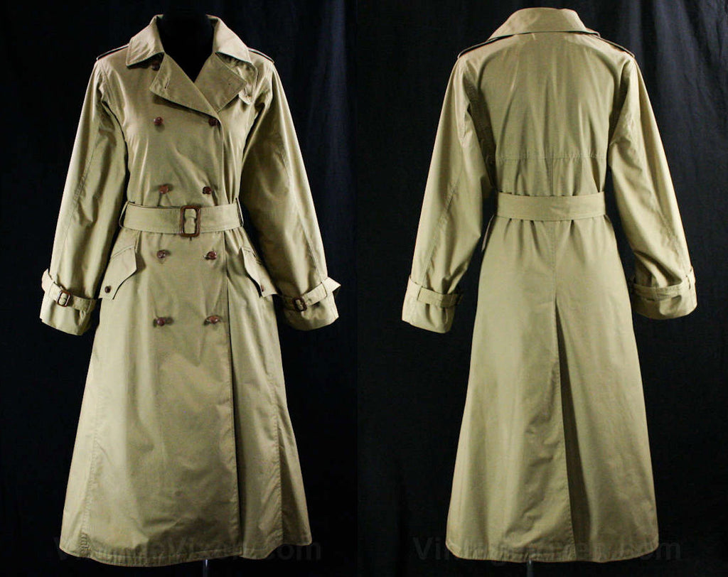 Size 6 Trench Coat - 80s Calvin Klein - 1980s Designer - Cotton Canvas - Leather Buttons - Fall - Autumn - Chic - Two Linings - 42987