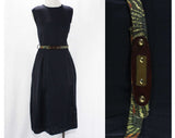 Small 40s Gabardine Dress - Petite Ladies Size 4 - Teen Size 16 - 1940s 50s Navy Blue Gab Sleeveless Dress with Roger Van S Belt - Bust 33