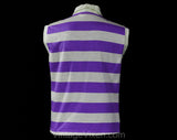 Size 4 1960s Casual Knit Top - Small 60s Rugby Stripe Sleeveless Polo Shirt - Lavender Purple & Yellow Cotton - NOS Deadstock - Bust 35.5